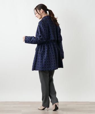 送料無料】幾何学柄スタンドカラー比翼コート【ROCHAS