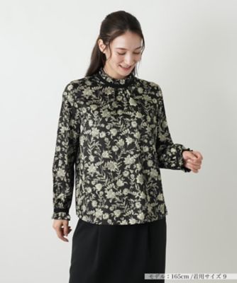 ＜Leilian (Women)＞ボタニカル柄フリルブラウス【ＲＯＣＨＡＳ　Ｐｒｅｍｉｅｒｅ】