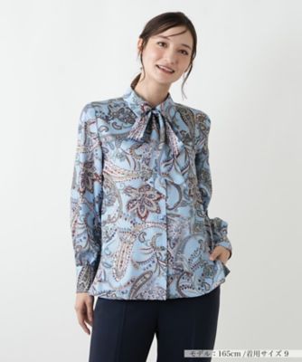＜Leilian (Women)＞ペイズリーボウタイブラウス【ＲＯＣＨＡＳ　Ｐｒｅｍｉｅｒｅ】