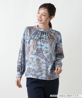 ＜Leilian (Women)＞ペイズリーハイネックブラウス【ＲＯＣＨＡＳ　Ｐｒｅｍｉｅｒｅ】