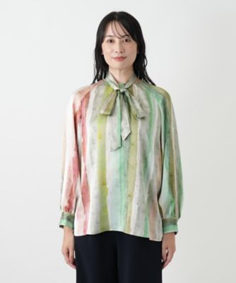 プリントボウタイブラウス【ROCHAS Premiere