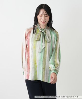 ＜Leilian (Women)＞プリントボウタイブラウス【ＲＯＣＨＡＳ　Ｐｒｅｍｉｅｒｅ】