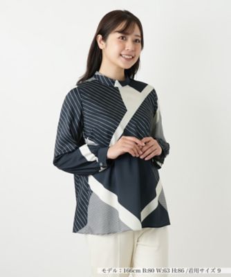 ＜Leilian (Women)＞プリントスタンドカラーブラウス【ＲＯＣＨＡＳ　Ｐｒｅｍｉｅｒｅ】