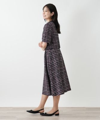 美品 レリアン 日本製 ツイード風ワンピース 黒系 11サイズ 秋冬◎ ツイード風フレアワンピース | Leilian (Women)/レリアン | 三越伊勢丹