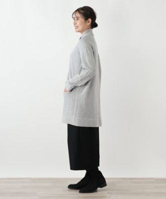 レリアン　キャラオクルス　カシミヤ100% ロング　カーディガン　ニット　刺繍 刺繍入りラメニットカーディガン | Leilian (Women)/レリアン