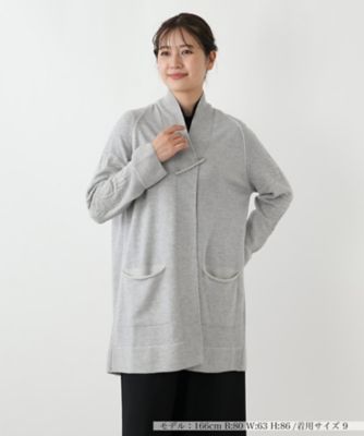 レリアン　キャラオクルス　カシミヤ100% ロング　カーディガン　ニット　刺繍 刺繍入りラメニットカーディガン | Leilian (Women)/レリアン