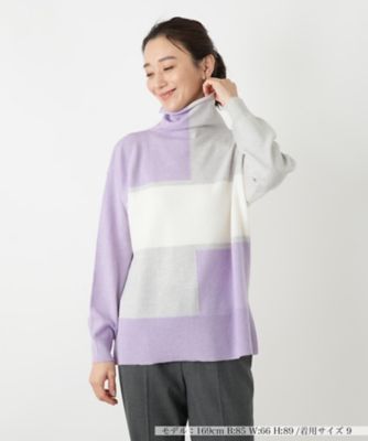 ＜Leilian (Women)＞カラーブロックハイネックニット【ＨＡＮＤ】