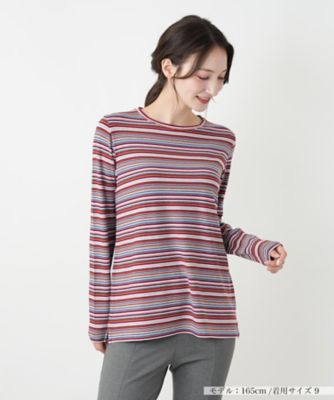 ＜Leilian (Women)＞ボーダースリットカットソー【ＢＩＡＮＣＡ　ＬＡＮＣＩＡ】