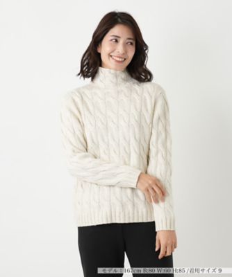 ＜Leilian (Women)＞カシミヤ混ハイネックケーブルニット