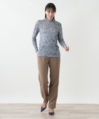 ラメペイズリー柄ハイネックカットソー【Leilian WHITE