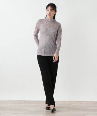 ラメペイズリー柄ハイネックカットソー【Leilian WHITE