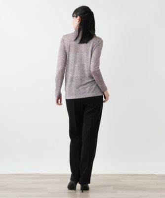 ラメペイズリー柄ハイネックカットソー【Leilian WHITE