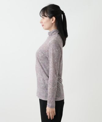 ラメペイズリー柄ハイネックカットソー【Leilian WHITE
