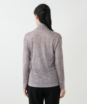 ラメペイズリー柄ハイネックカットソー【Leilian WHITE