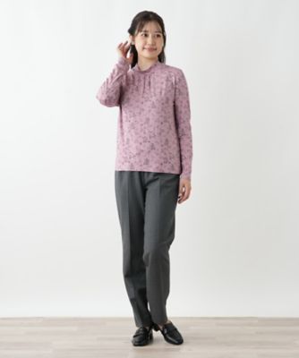 【新品】定価34,100円　レリアン　総柄ハイネックカットソー ピンク　13＋ 新品】定価34,100円 レリアン 総柄ハイネックカットソー ピンク