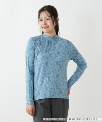 プリントハイネックカットソー【Leilian WHITE