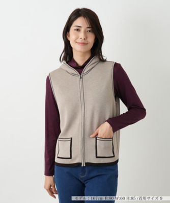 ＜Leilian (Women)＞リバーシブルフーデッドベスト【Ｌｅｉｌｉａｎ　ＷＨＩＴＥ　ＬＡＢＥＬ】
