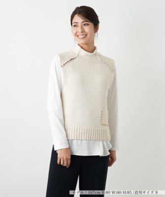 Leilian レリアン G.BINDA シルク切替 ニット チュニック 切替チュニックカットソー|レリアン プラスハウス | レリアン