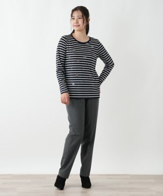 刺繍ボーダーカットソー【Leilian WHITE LABEL