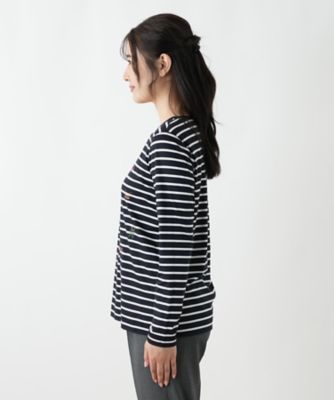 Leilian レリアン    半袖ボーダーカットソー 刺繍ボーダーカットソー【Leilian WHITE LABEL