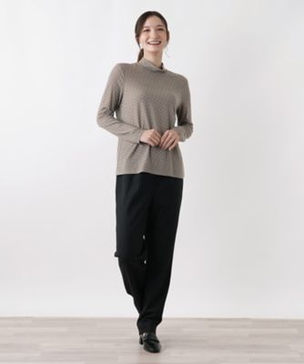 幾何学柄ハイネックカットソー【Leilian WHITE LABEL