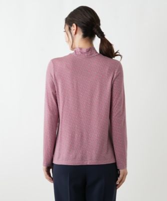 【新品】定価34,100円　レリアン　総柄ハイネックカットソー ピンク　13＋ 新品】定価34,100円 レリアン 総柄ハイネックカットソー ピンク