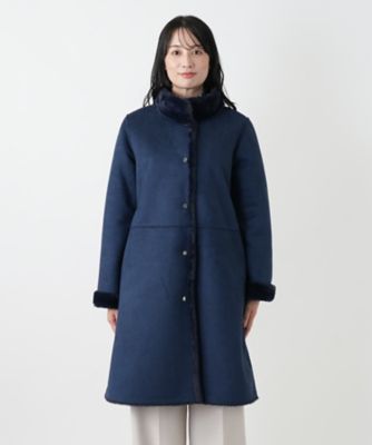 【美品】Leilian レリアン　ウール　コットン　コート　刺繍ボタン　ブルー 美品】Leilian レリアン ウール コットン コート 刺繍ボタン