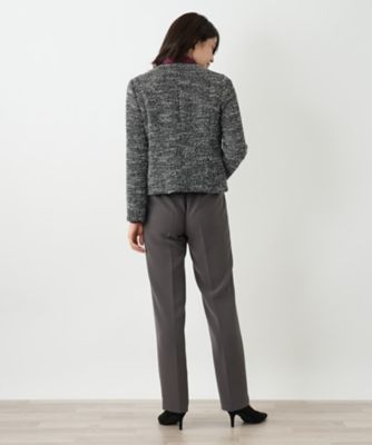 レリアン　ノーカラーツイードジャケット ツイード風ノーカラージャケット【25年9月カタログ