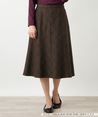 ＜Leilian (Women)＞チェックフレアスカート【Ｌｅｉｌｉａｎ　ＷＨＩＴＥ　ＬＡＢＥＬ】
