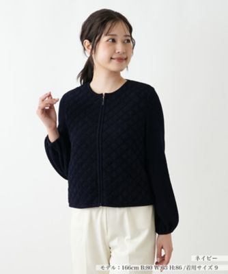 ＜Leilian (Women)＞ノーカラージップジャケット【Ｌｅｉｌｉａｎ　ＷＨＩＴＥ　ＬＡＢＥＬ】