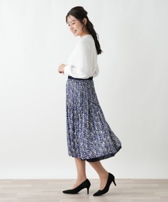 リバーシブルプリーツスカート【Leilian WHITE