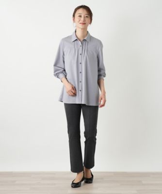 ストライプシャツブラウス【Leilian WHITE