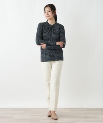 幾何学柄ハイネックカットソー【Leilian WHITE LABEL