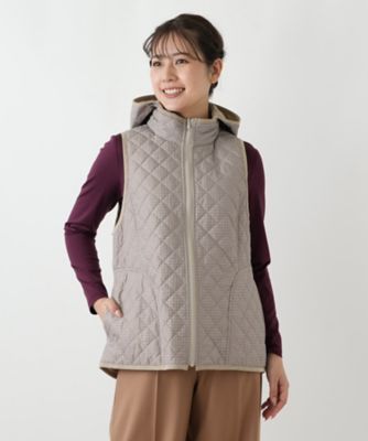 中わたキルティングフーデッドベスト【Leilian WHITE