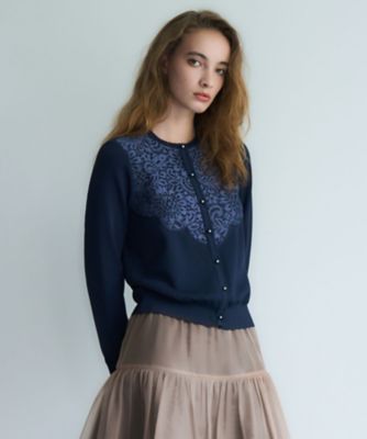 BOURGE (Women)/ブールジュ レースニットカーディガン 38ネービーブルー トップス【三越伊勢丹/公式】