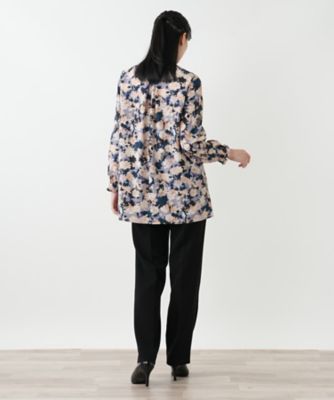 Leilian レリアン 17号 パープル 花柄 チュニック ブラウス Leilian レリアン 17号 パープル 花柄 チュニック ブラウス