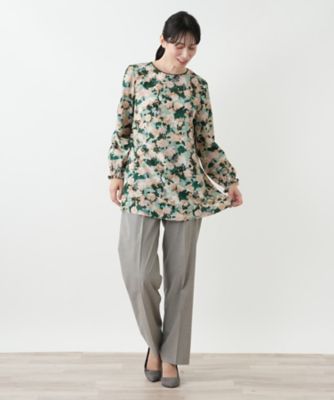 極美品♡レリアン チュニック ブラウス 花柄 13 大きいサイズ 現行 花柄チュニックブラウス【Leilian WHITE LABEL
