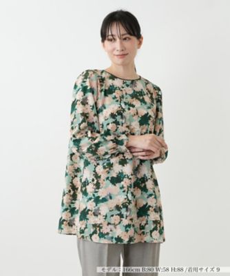 極美品♡レリアン チュニック ブラウス 花柄 13 大きいサイズ 現行 花柄チュニックブラウス【Leilian WHITE LABEL