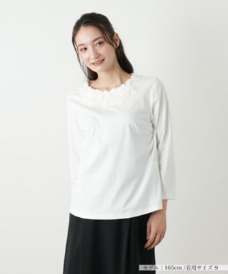 ＜Leilian (Women)＞レース刺繍カットソー【Ｌｅｉｌｉａｎ　ＷＨＩＴＥ　ＬＡＢＥＬ】