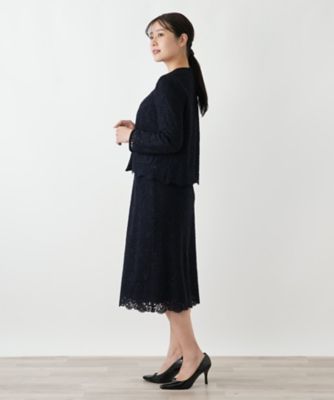 総レースノーカラースーツ【セレモニー】【Leilian WHITE