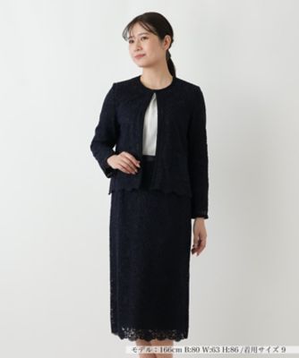 総レースノーカラースーツ【セレモニー】【Leilian WHITE