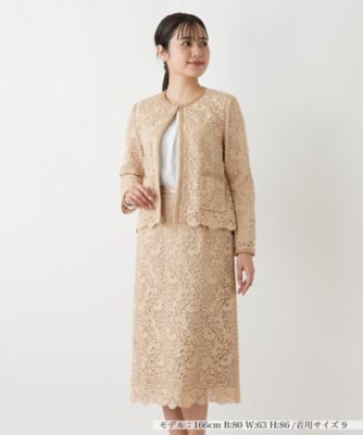 総レースノーカラースーツ【セレモニー】【Leilian WHITE