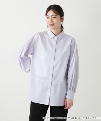 ＜Leilian (Women)＞ストライプ切替ブラウス【ＭＵＳＥ　ＢＹ　ＲＯＣＨＡＳ　Ｐｒｅｍｉｅｒｅ】