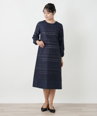 レリアン膝下七分袖ワンピース 七分袖ワンピース【セレモニー】【Leilian WHITE