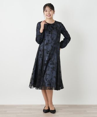 透かし花柄レイヤードワンピース【セレモニー】【Leilian