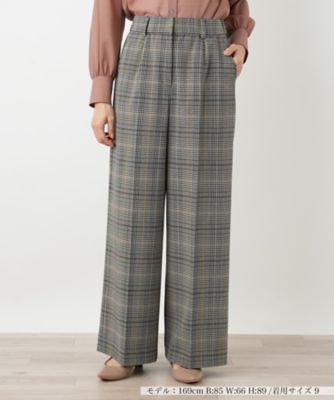 ＜BOURGE (Women)＞グレンチェックワイドパンツ