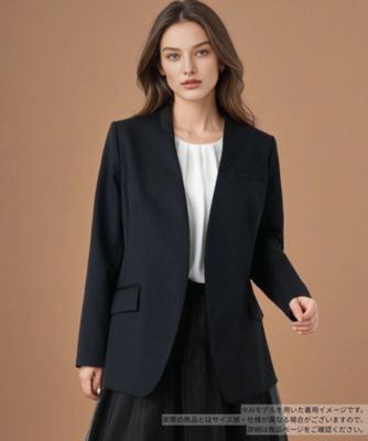 ＜BOURGE (Women)＞Ｖネックノーカラージャケット