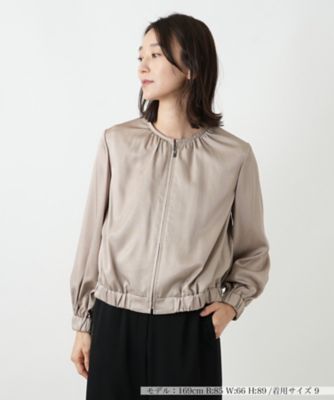 ＜BOURGE (Women)＞【送料無料】ノーカラージップブルゾン【ＢＯＵＲＧＥ】