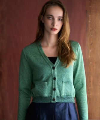 BOURGE (Women)/ブールジュ ラメVネックショートカーディガン 44ミドリ トップス【三越伊勢丹/公式】