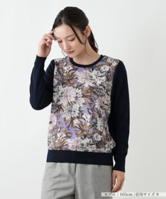 ＜Leilian (Women)＞花柄切替クルーネックニット【ＲＯＣＨＡＳ　Ｐｒｅｍｉｅｒｅ】【ＥＲＩＣＡ】